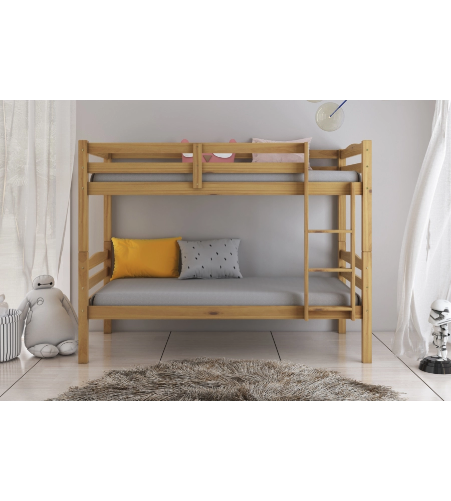 LETTO A CASTELLO "MARSIGLIA" IN PINO MASSELLO MIELE 90X190X150 CM